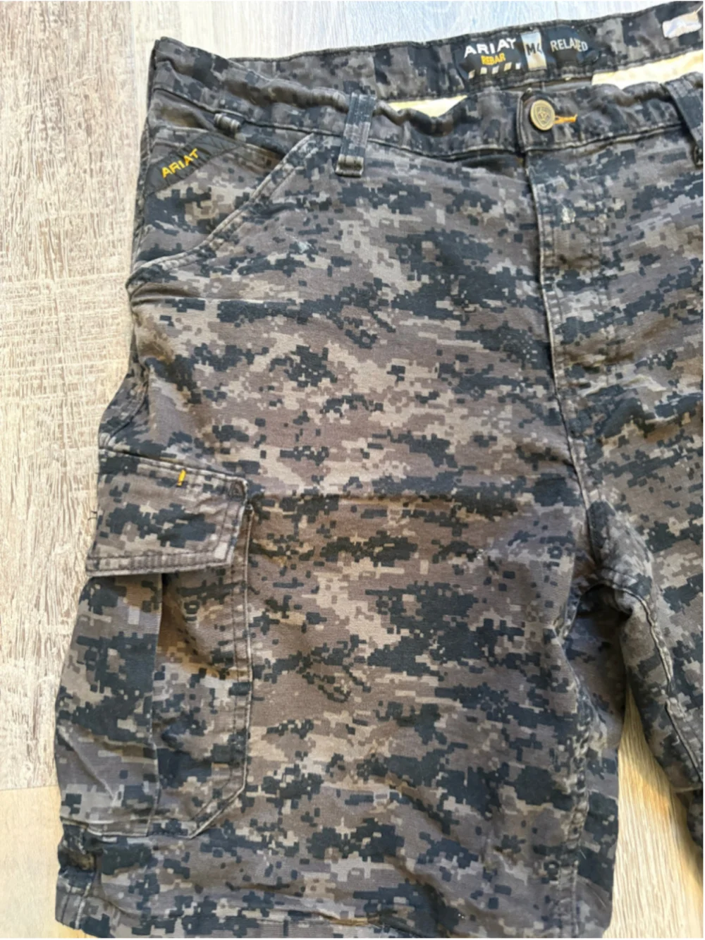 Ariat Rebar M4 Men's DuraStretch Made Tough Cargo Shorts Black Camo Size 38